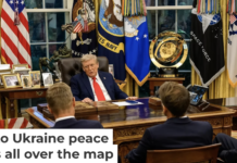 Donald Trump addresses European leaders on Aug. 18, 2025. The White House